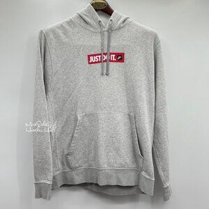Nike "Just Do It" Heather Gray Hoodie Sweatshirt Size Large